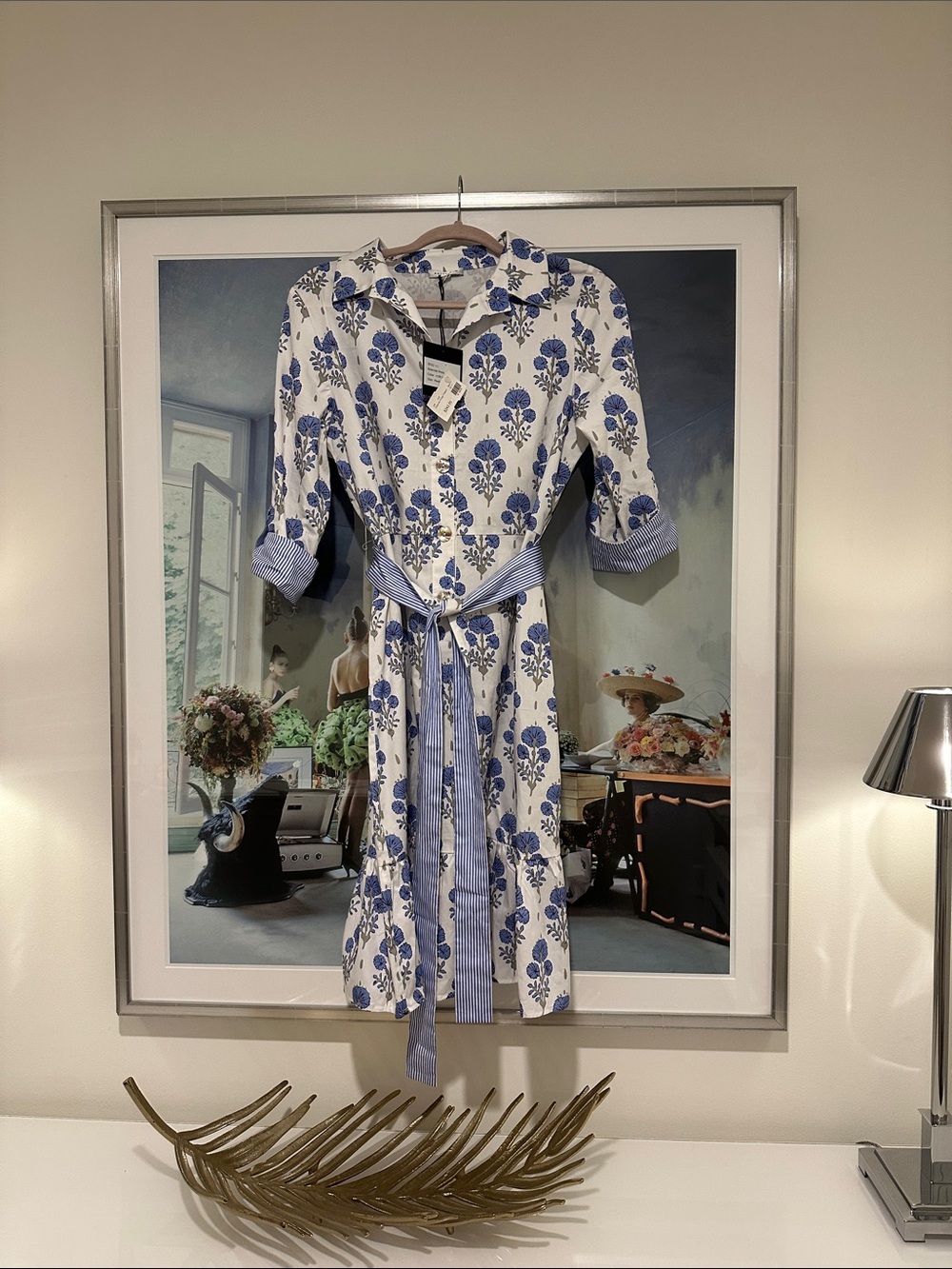 PATTY KIM Blue and White Floral Midi Shirt Dress - Picture 2 of 5